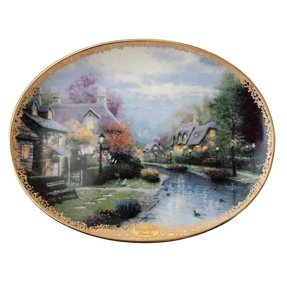 1994 Thomas Kinkade Lamplight Brooke Plate Bradford Exchange Collector Vintage
